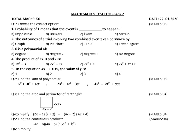 format question papers and worksheet in ms word